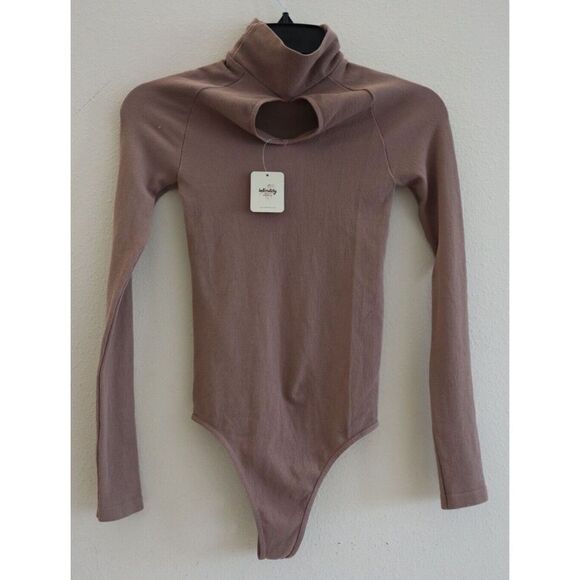 Intimately Free People Women's Sz XS/S Brown Seamless L/S Turtleneck Bodysuit - Picture 2 of 6
